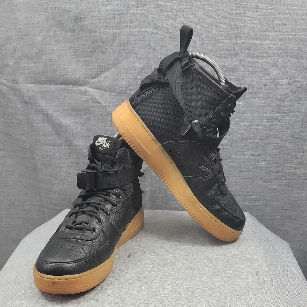 Nike Air Force 1 SF Black Leather Gum 917753-003 Men's Size 10.5